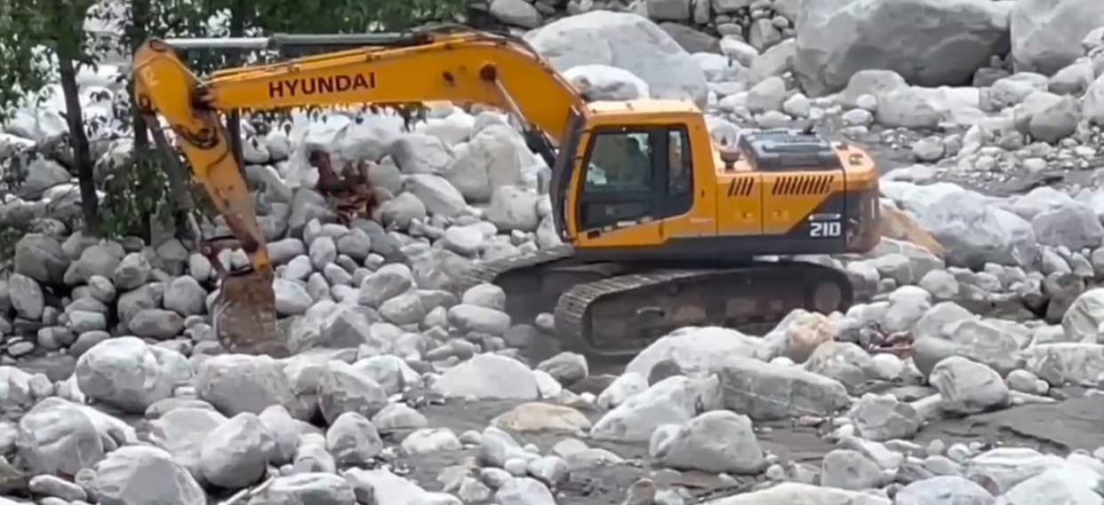 Machinery installed to change the course of Beas in Palchan