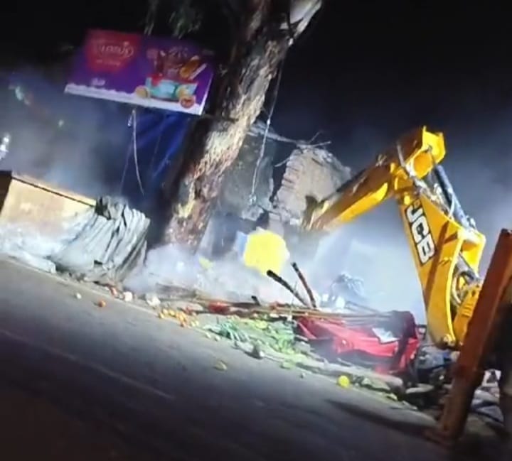 Shop demolished by JCB at night due to land dispute, case registered