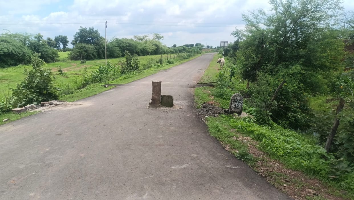 Damoh Heavy vehicles were passing through another route avoid toll tax construction agency buried stones road