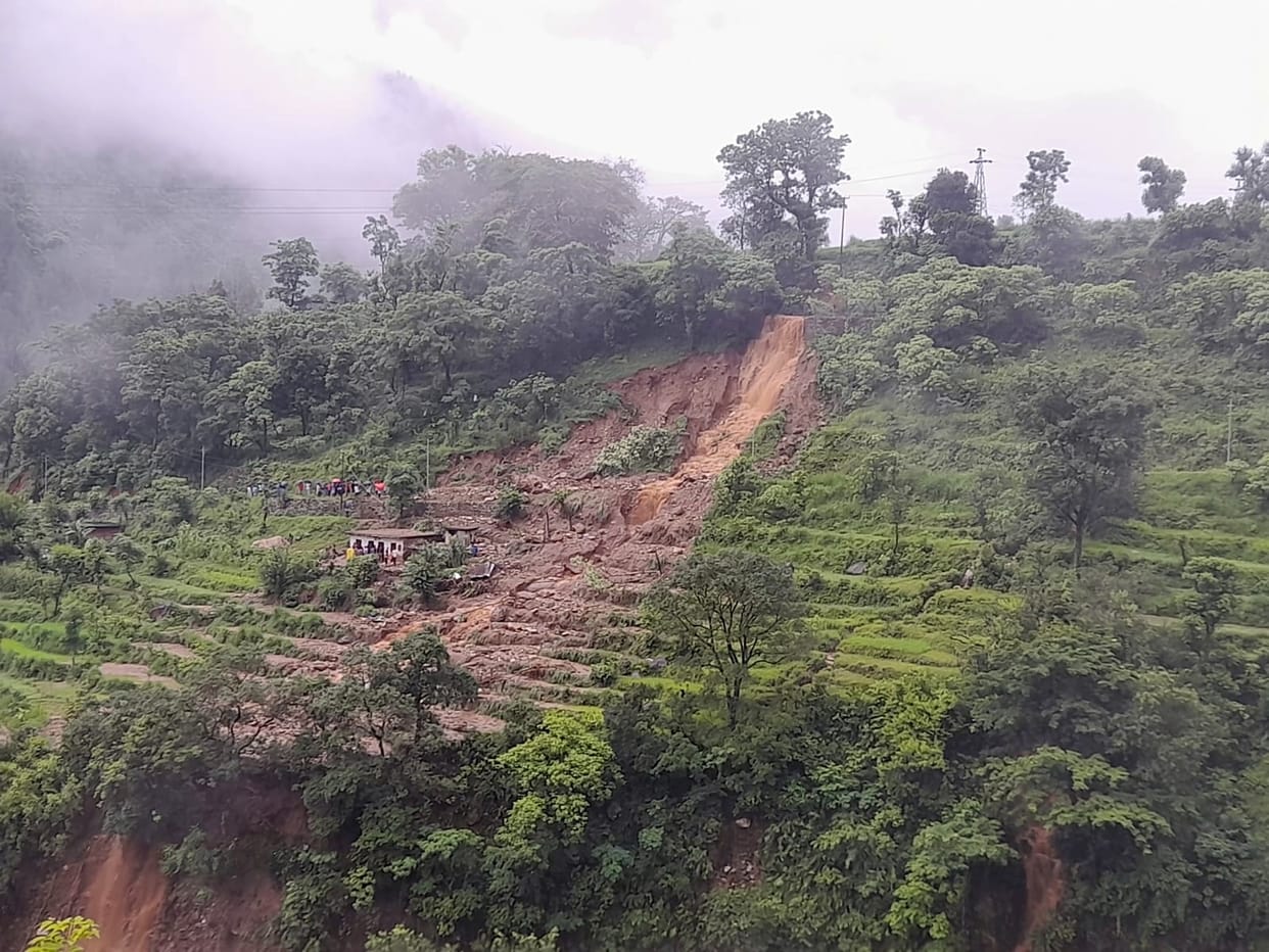 Houses razed to the ground due to landslide in Tallagaon, Baluwakot