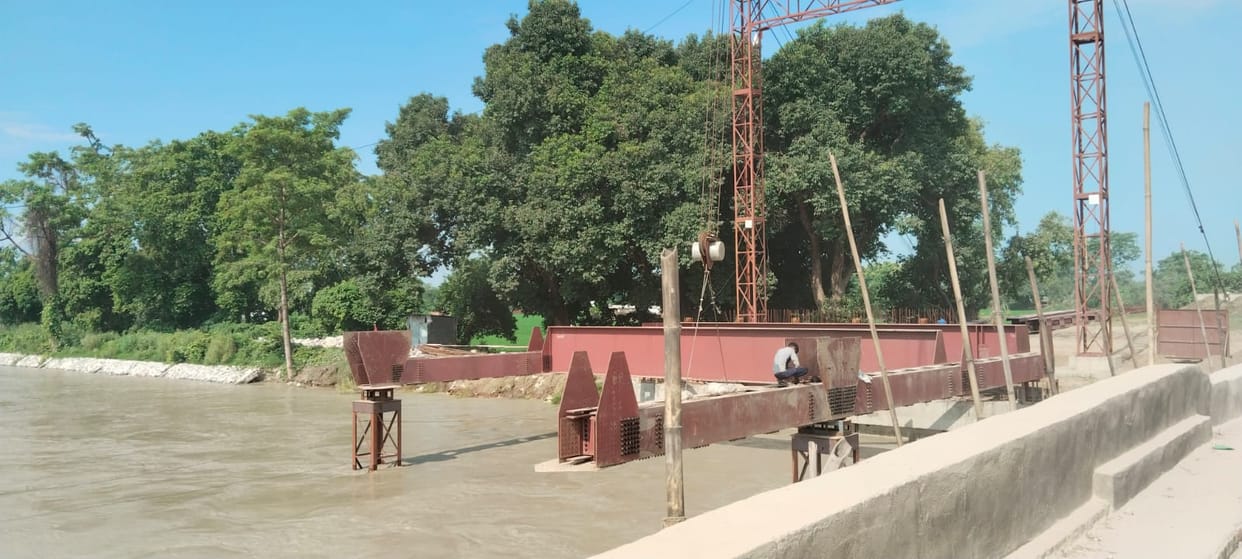 The construction of the new bridge on Hardoi Branch Canal gained momentum