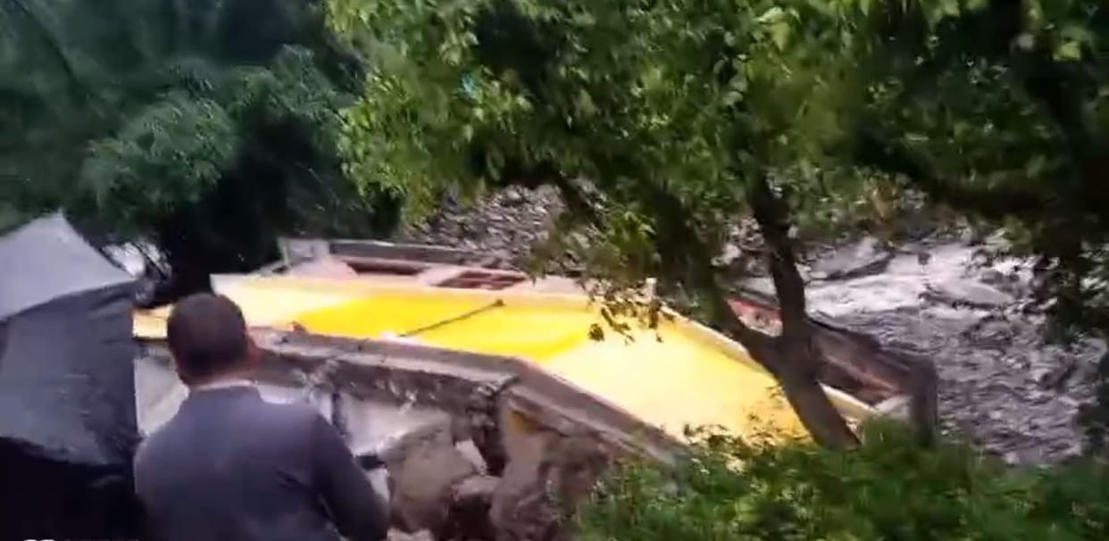 Three storey house of two brothers in Deori village razed to the ground due to flooding in the drain.