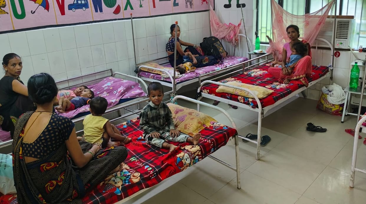 Children getting well nourished in nutrition rehabilitation center