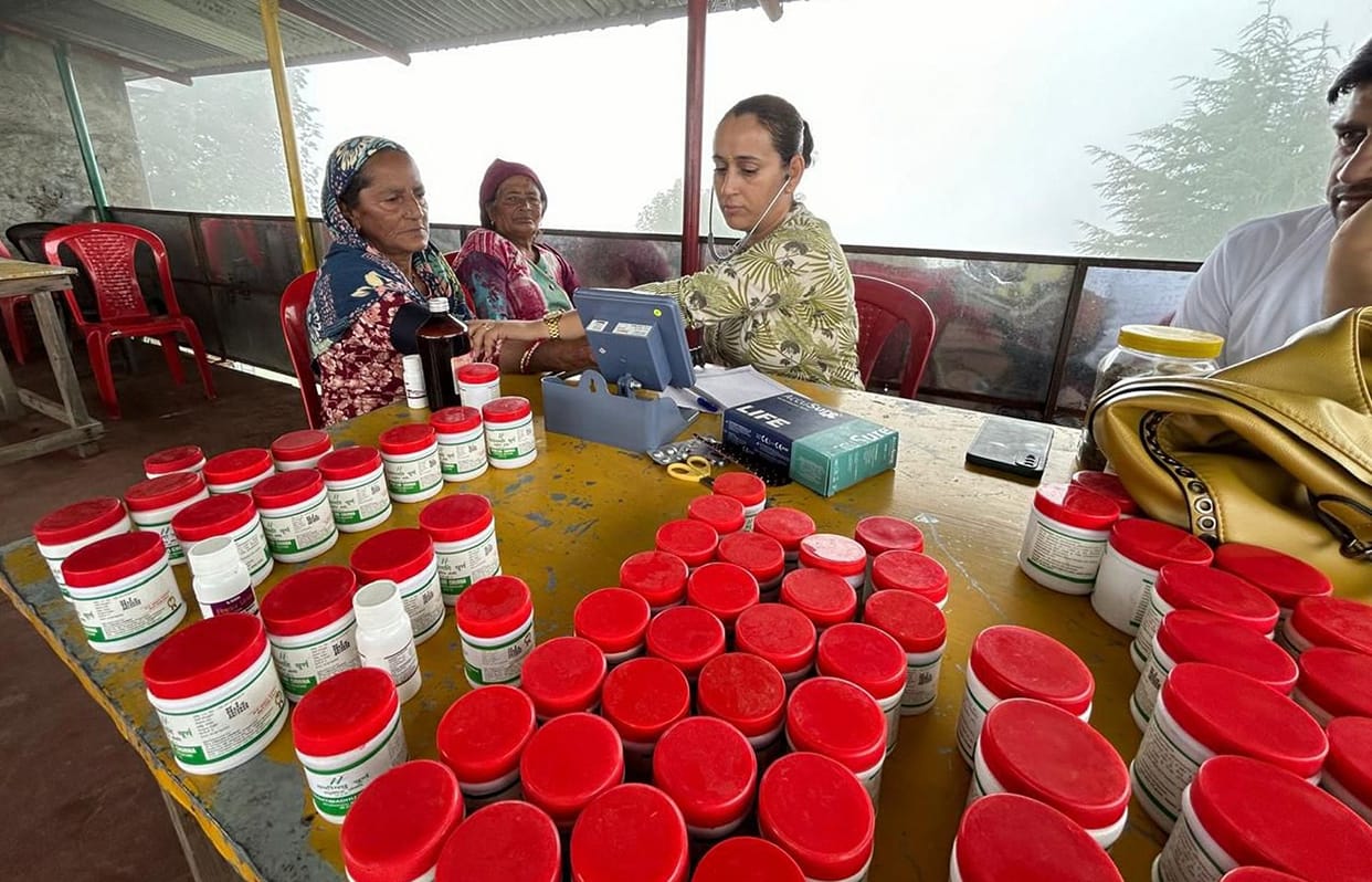 Free medicines given along with health checkup to senior citizens