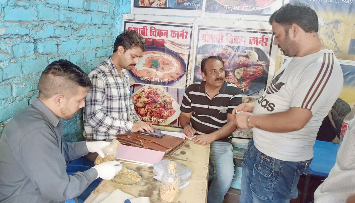 Samples of cooked mutton, chicken and fish from dhabas