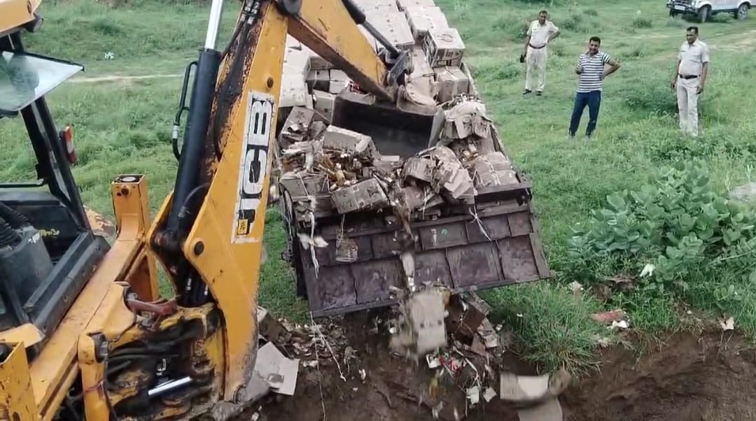 Boxes of English, country liquor and beer got destroyed