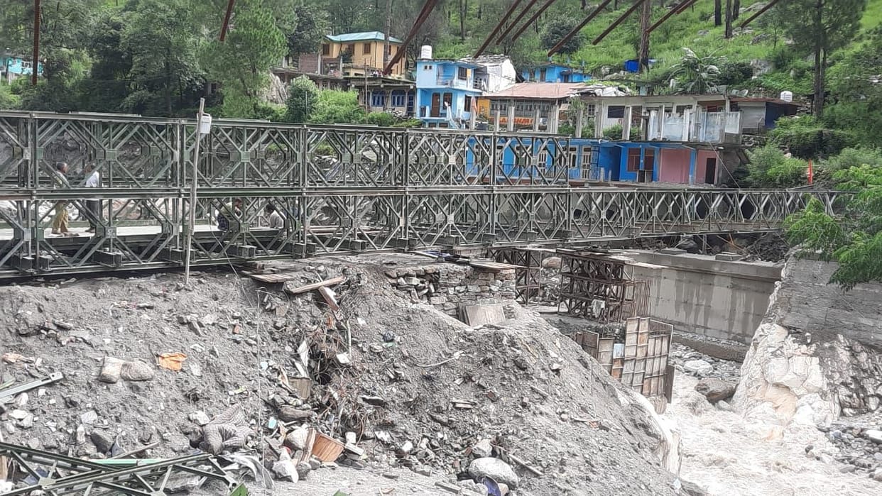 Bagipul, flood devastation, construction of bailey bridge, Ani, Kullu