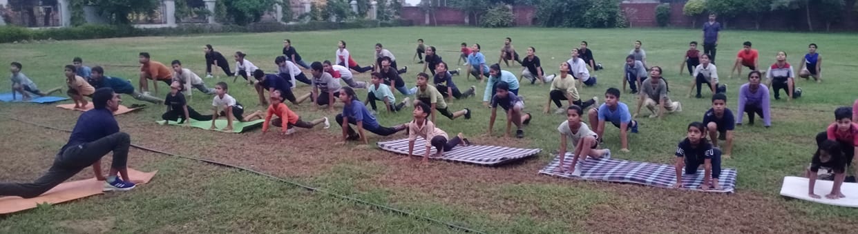 Even though there is no sports stadium, children are being made to practice