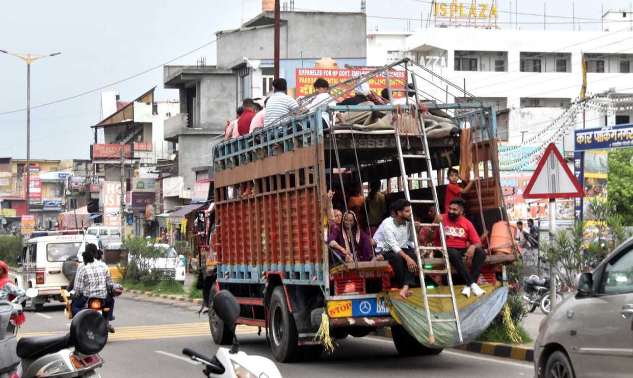 Journey of devotees continues on goods vehicles
