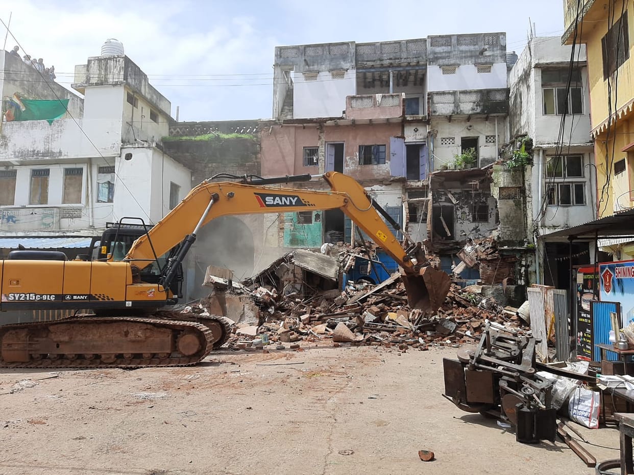 Damoh administration demolished the dilapidated two-storey building the next day, with officials still present