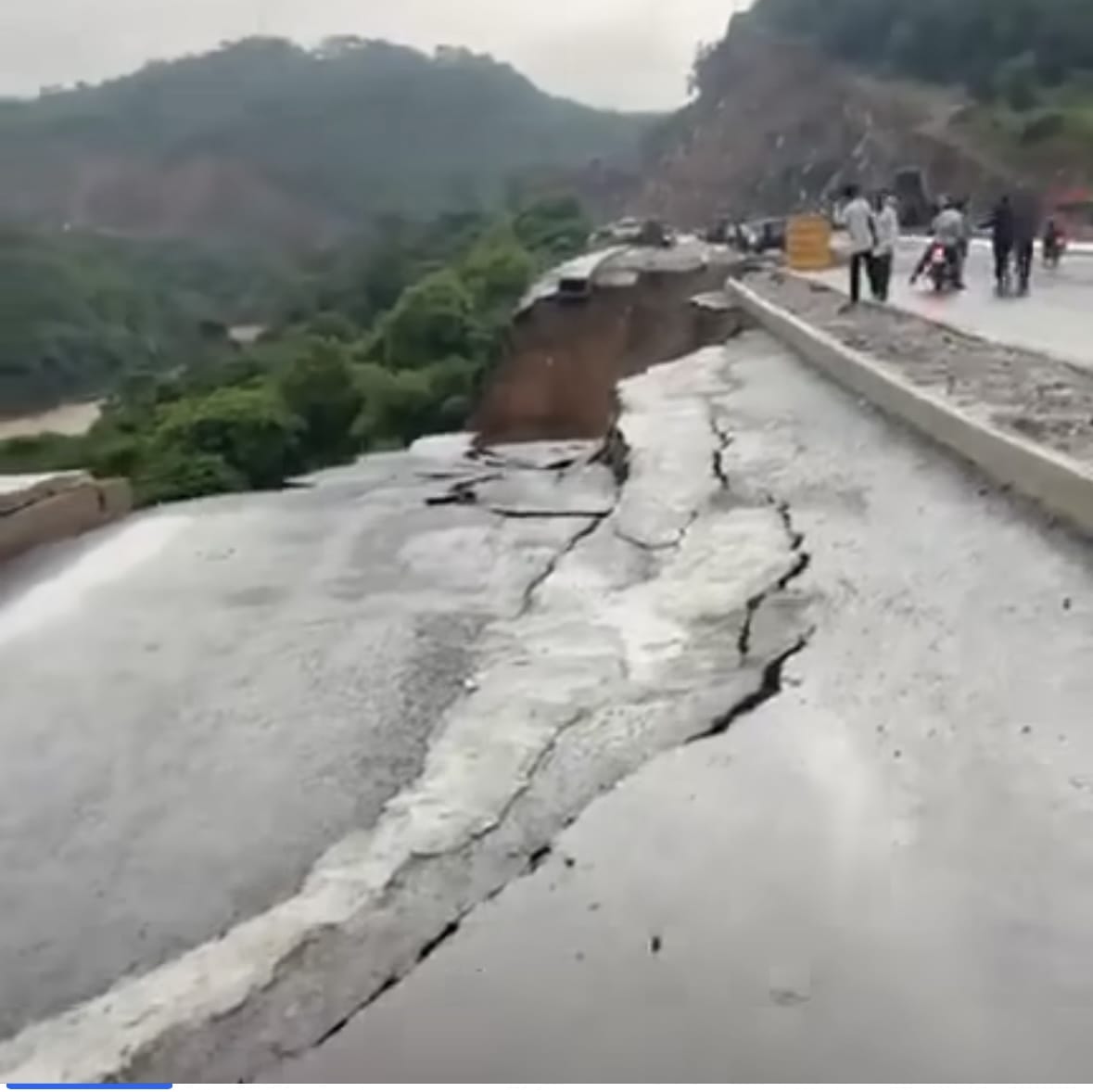Four lane under construction near Ranital caved in, railway track uprooted at many places