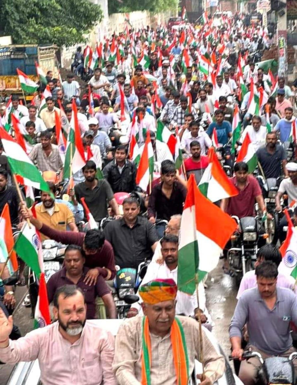 tiranga yatra in rain