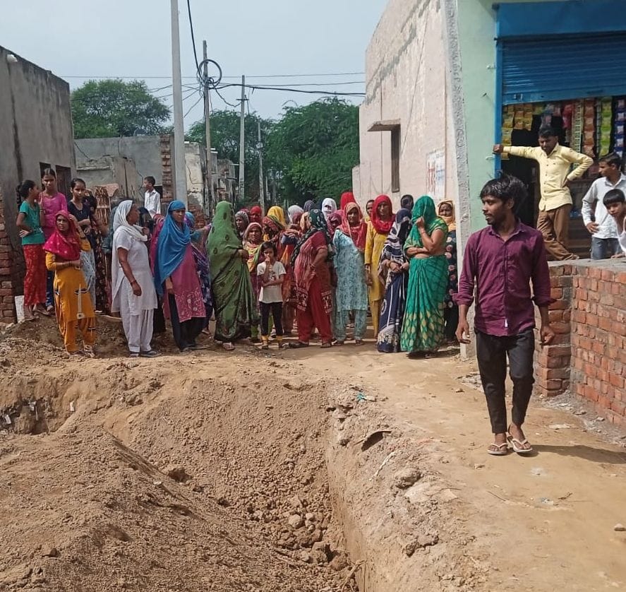 Railway dug the foundation of employee houses with JCB