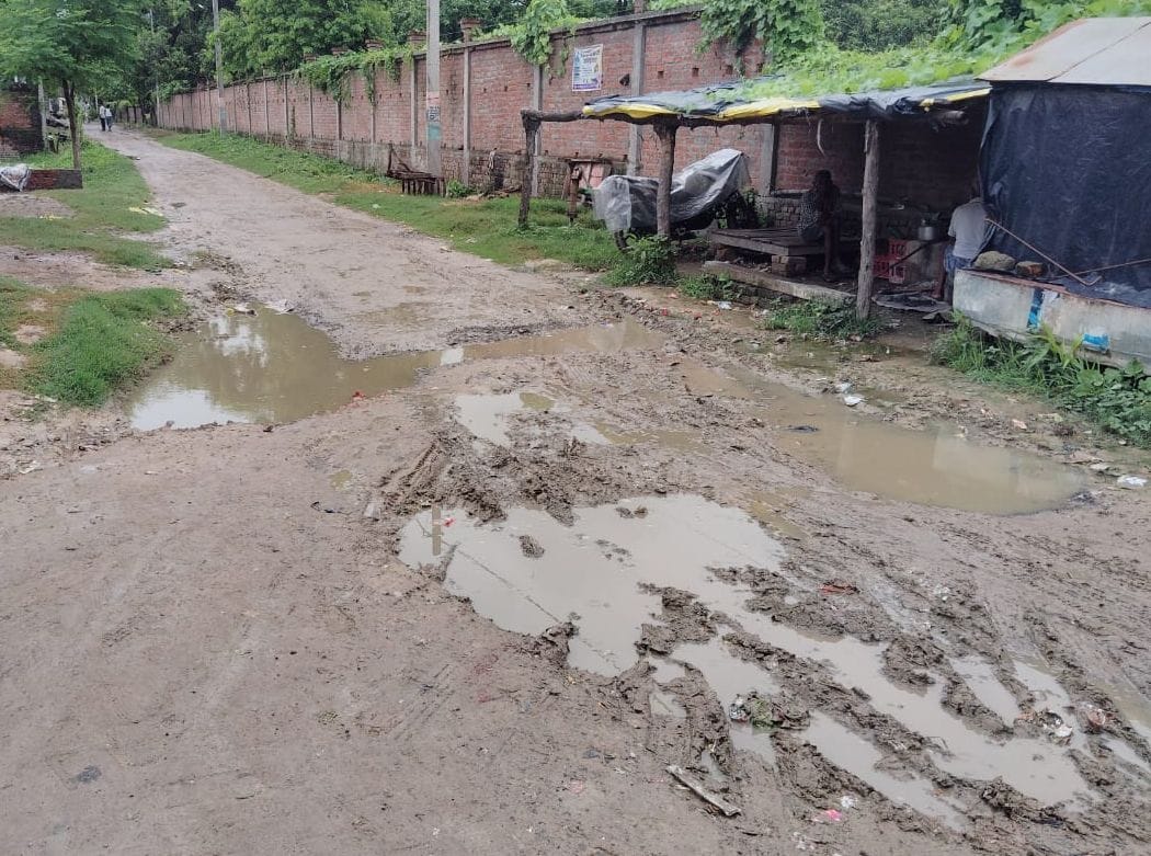 Road is full of potholes, pedestrians are getting worried