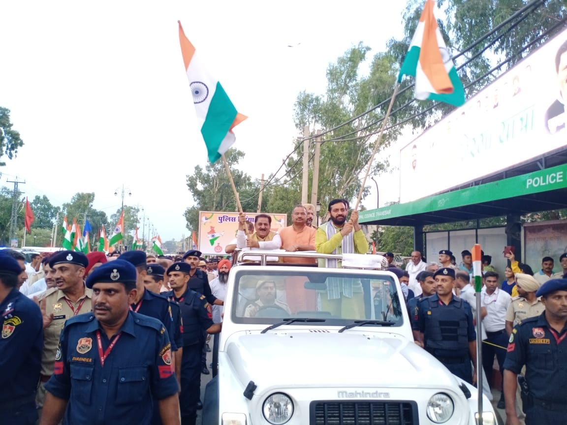 Grand Tricolor Yatra taken out in Dharmanagari, Chief Minister Nayab Singh led it