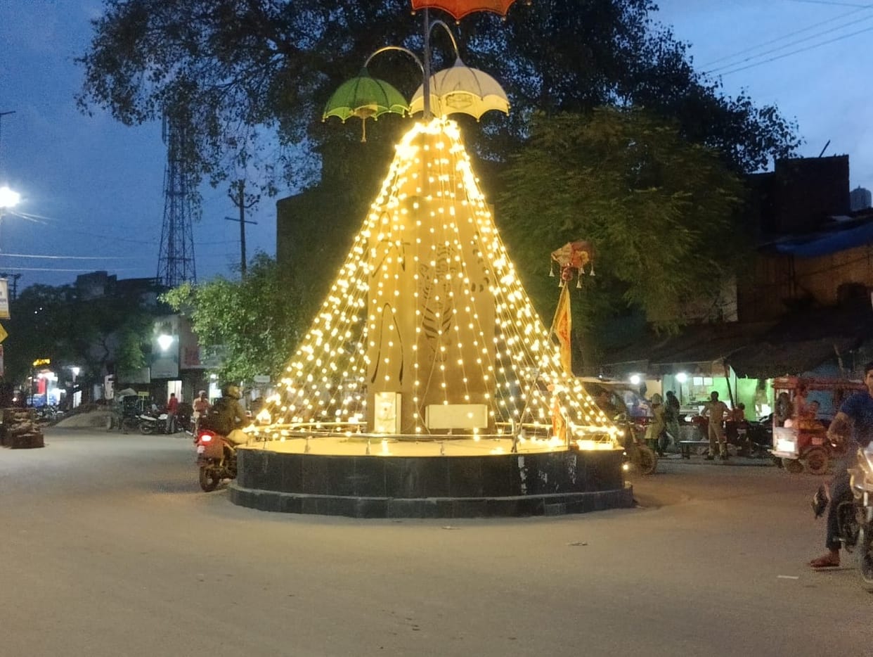 Offices are decorated with colourful lights, intersections and Shahid Park are decorated