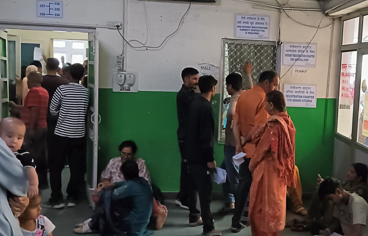 Crowded in the hospital, on the floor

patient forced to sit