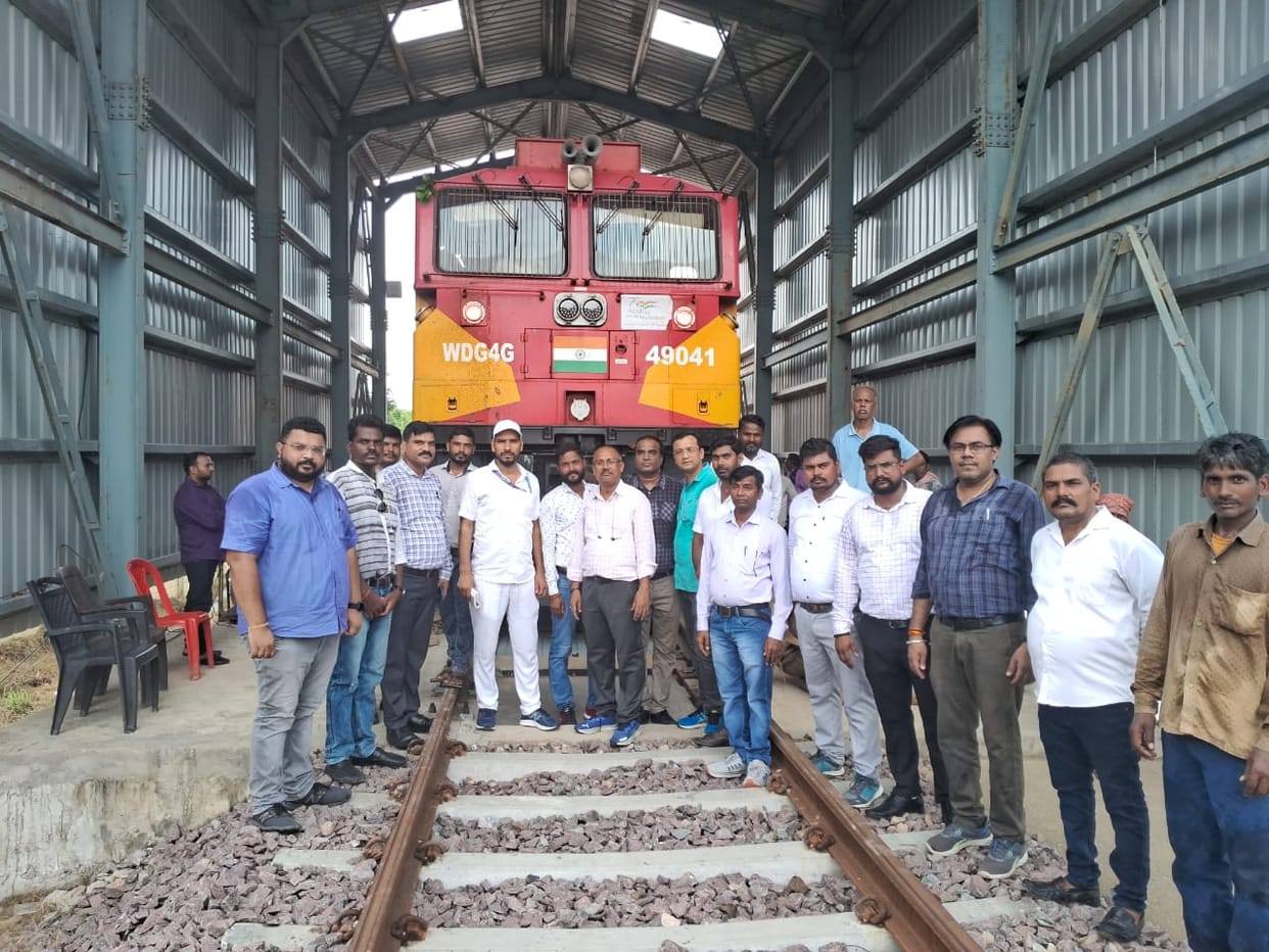 Train engine tested inside silo warehouse