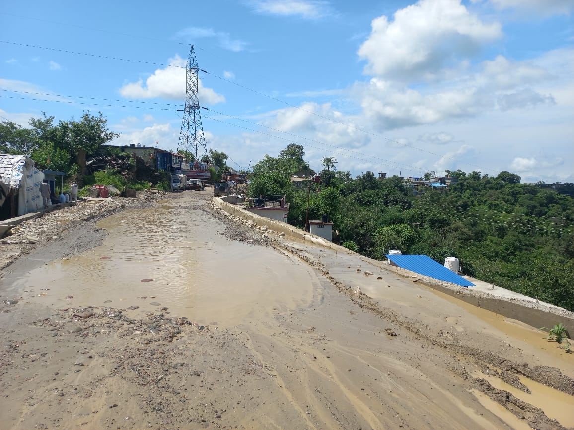 NH 3 under construction became a problem, the road became pond at many places