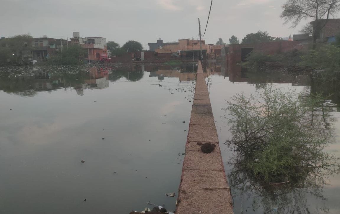 After the rain, ponds of about eight villages overflowed, people lost their sweat in draining the water.