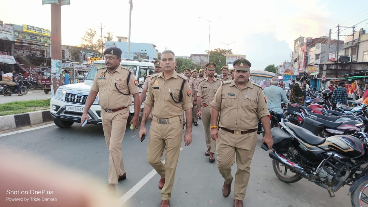 Police patrolled the area on foot for Rakshabandhan