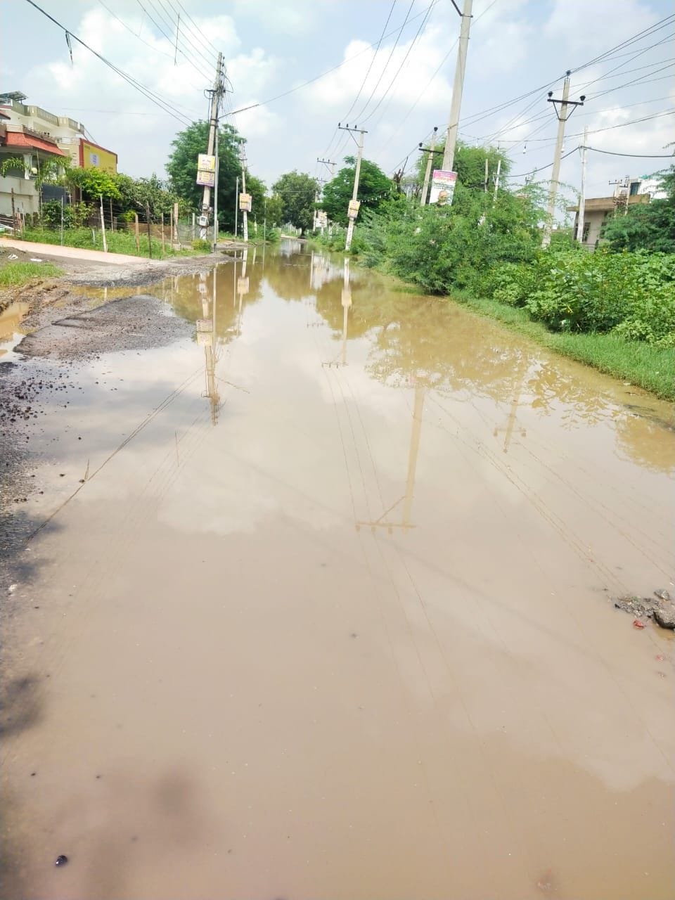 Rain water filled the dilapidated roads of HUDA sector.