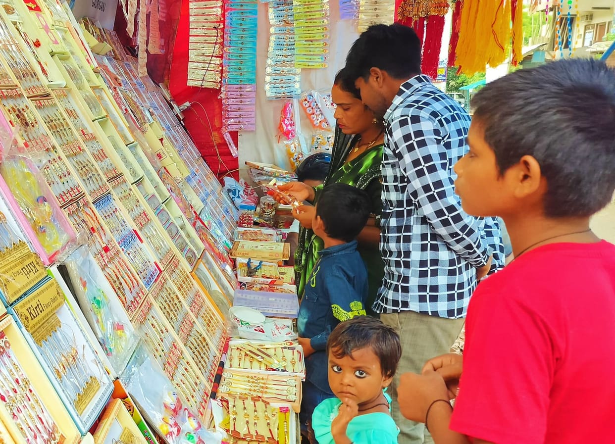There was a lot of purchase of silk thread and Rudraksh Rakhi.