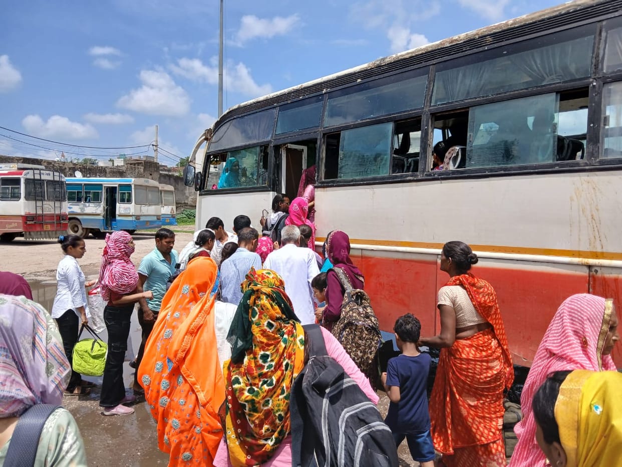 Women had to struggle to board buses