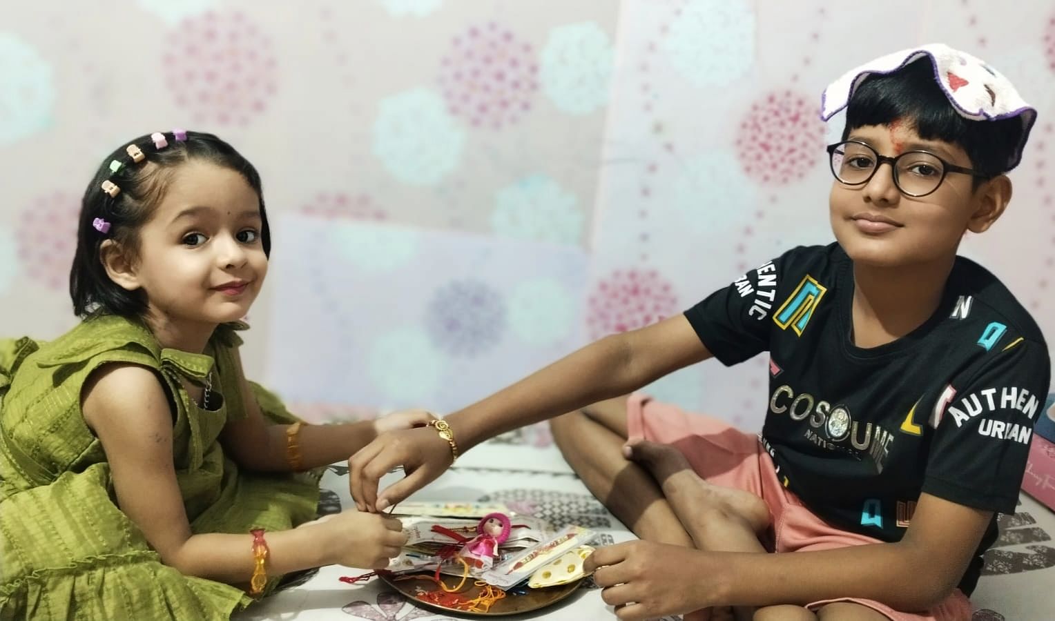 Raksha Sutra tied on brother's wrist with enthusiasm