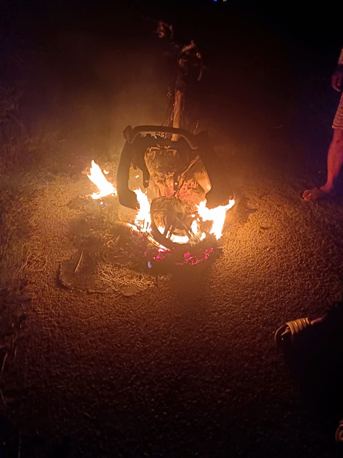 Scooty started burning while moving