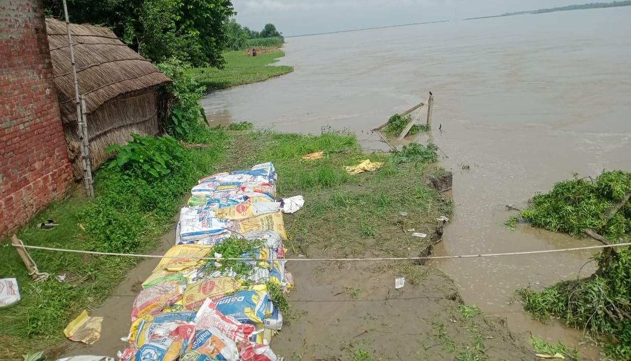 Anti erosion bags did not work in Madarhawa... Tree collapsed, now it's the house's turn