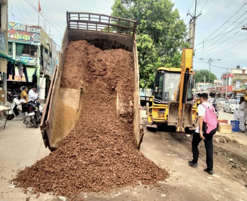 Relief... now there will be no problem with potholes, patchwork started