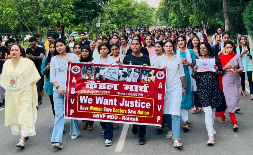 ABVP takes out candle march to protest against the murder of Kolkata trainee doctor