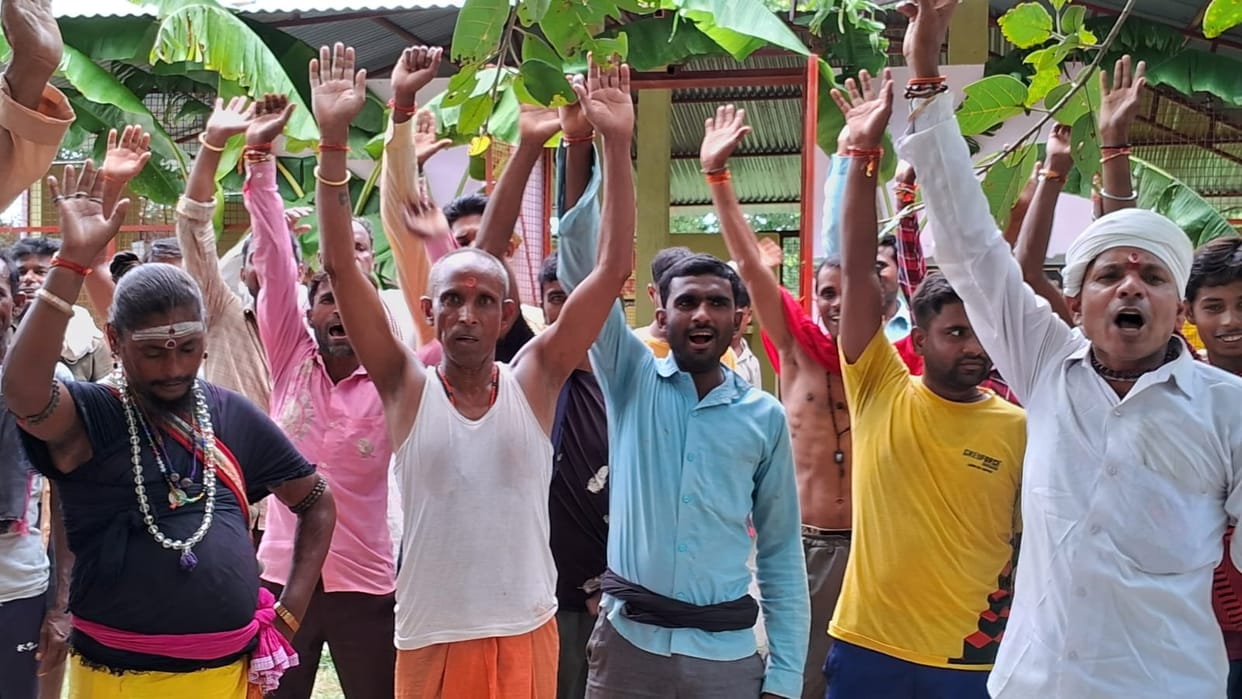 Devotees protested against locking of ancient temple