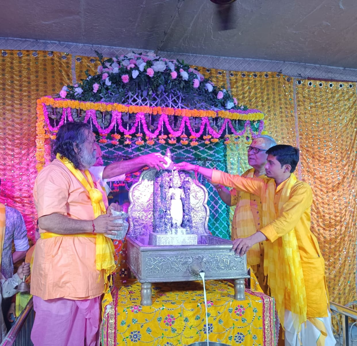 Mahabhishek of the deity was done in the ancient Thakur Keshavdev temple