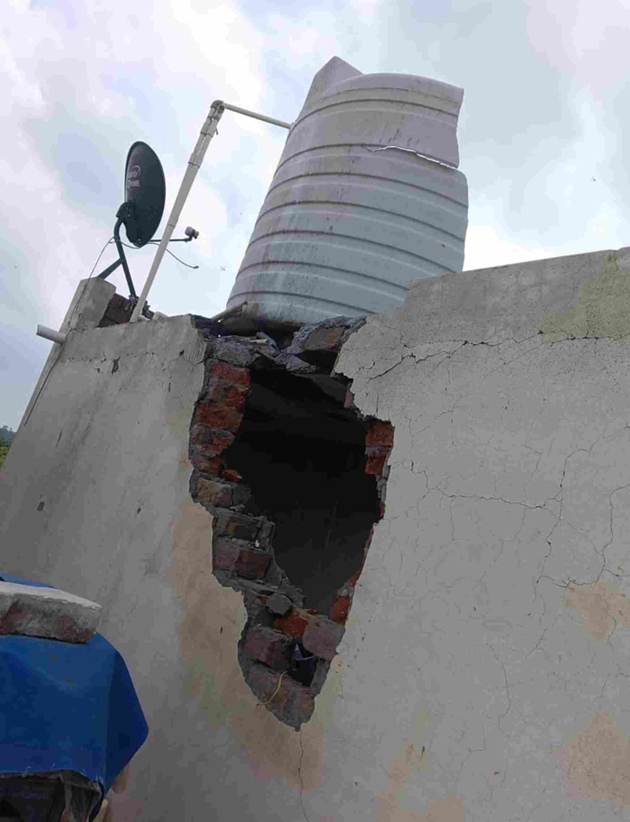 Three-storey house damaged due to lightning