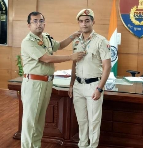 Constable Sachin won two medals in Haryana Police Range Sports Competition
