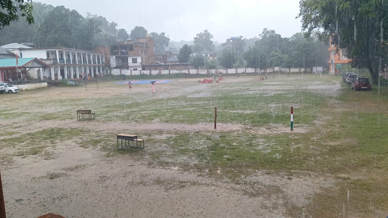 Rain stopped under-14 boys' district level sports competition
