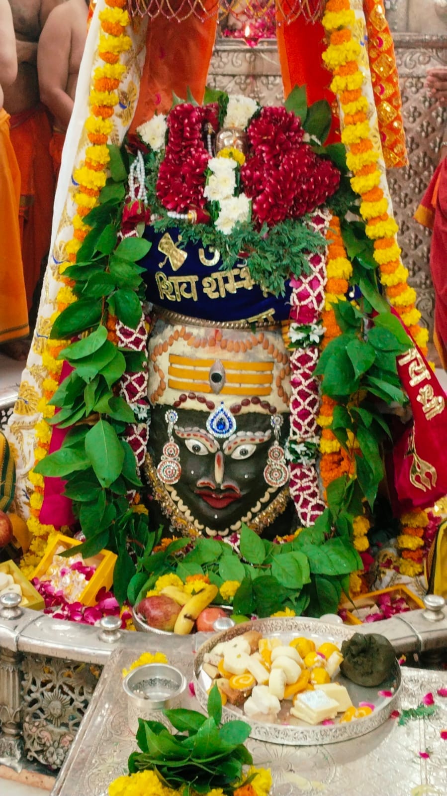 Baba Mahakal decorated with Bhang and Mawa in Bhasma Aarti...decorated with jewelery