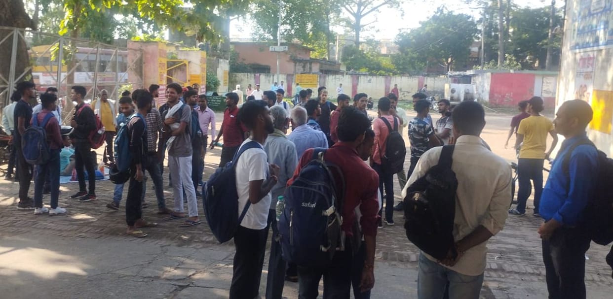 Had to give exam even to go home... jostling for seats in buses