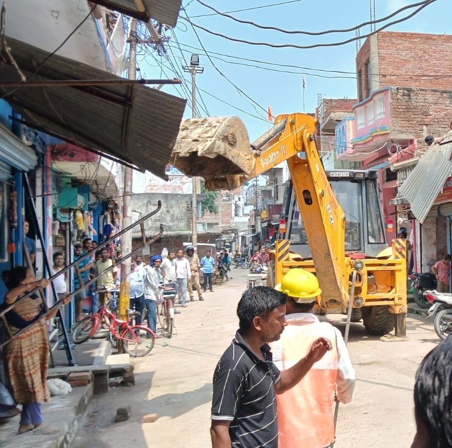 After a long time JCB came to remove encroachment in the town