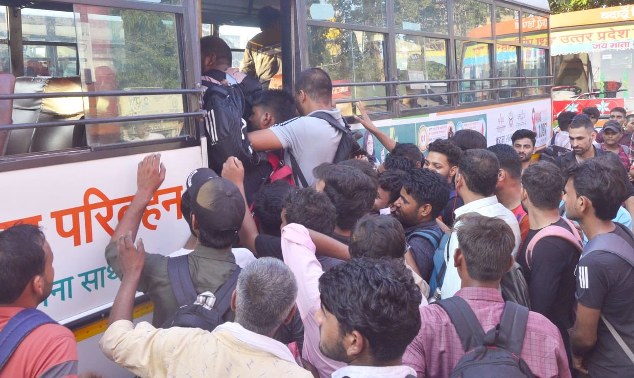 80 buses were required, 35 could be arranged, there was a scuffle
