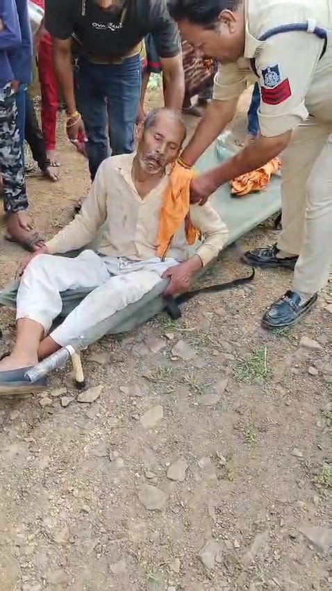 A goods train passed over an old man in Damoh but his life was still saved