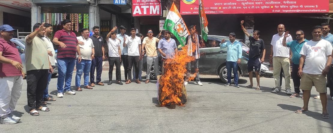Youth Congress burnt the effigy of the state government