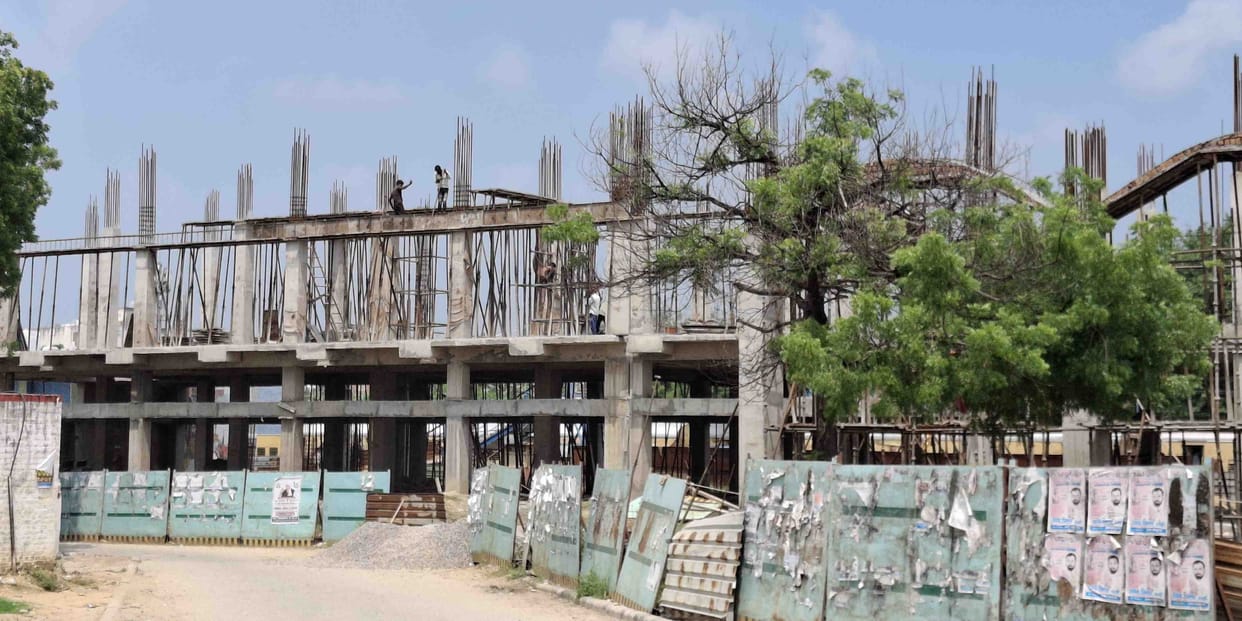 The pace of construction work of Bahadurgarh Railway Station slowed down