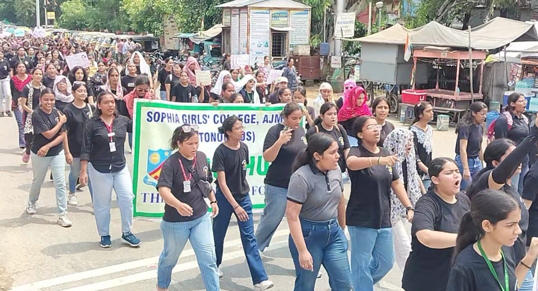 Students took to the streets to protest against the increasing atrocities on women