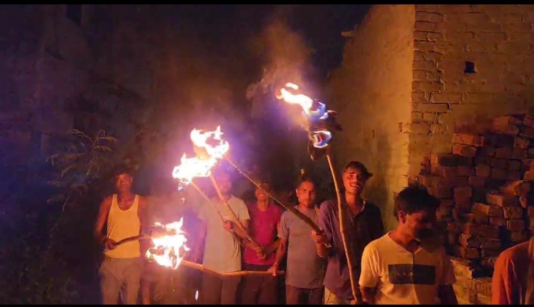 Villagers became guards...keeping guard with torches and sticks
