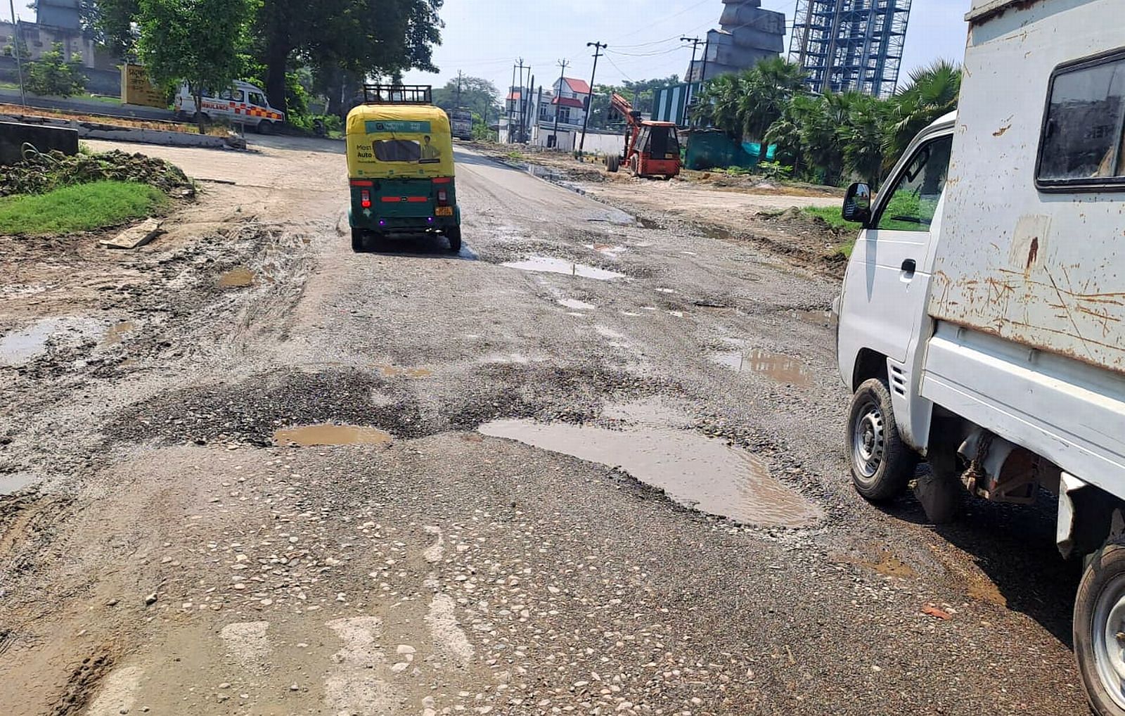 After a week the highway is again covered in potholes