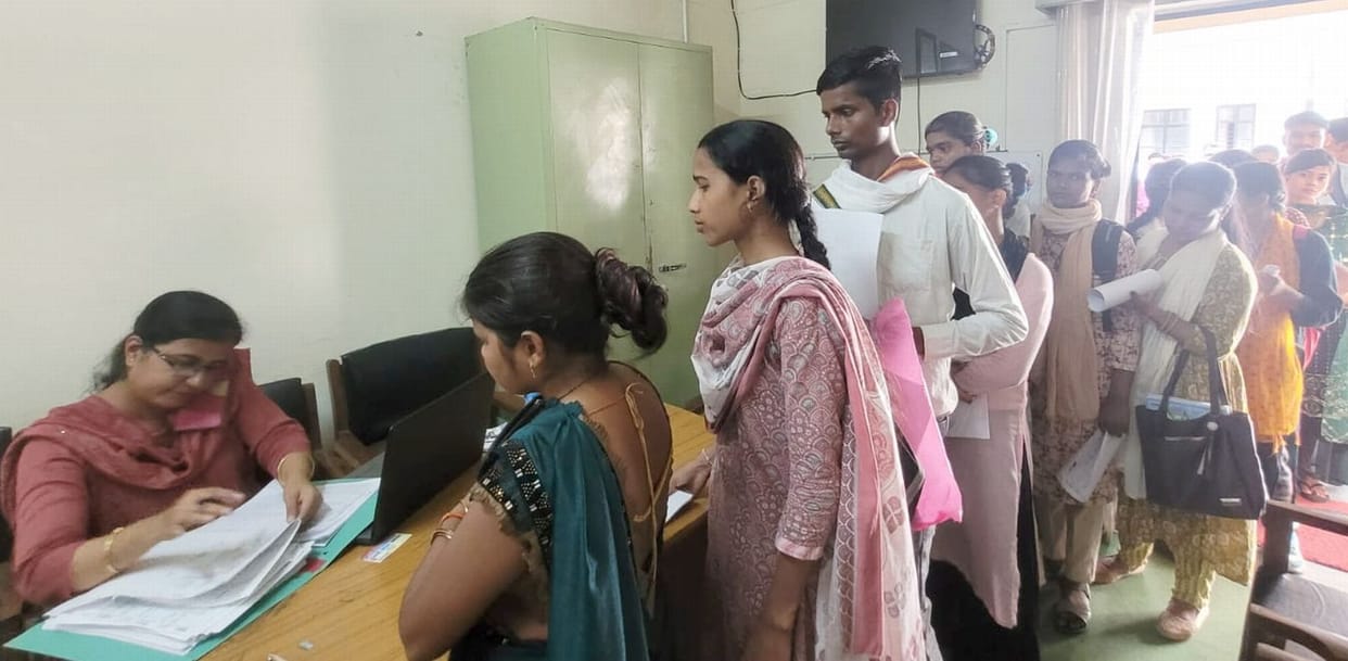Students gathered to take admission in Masters