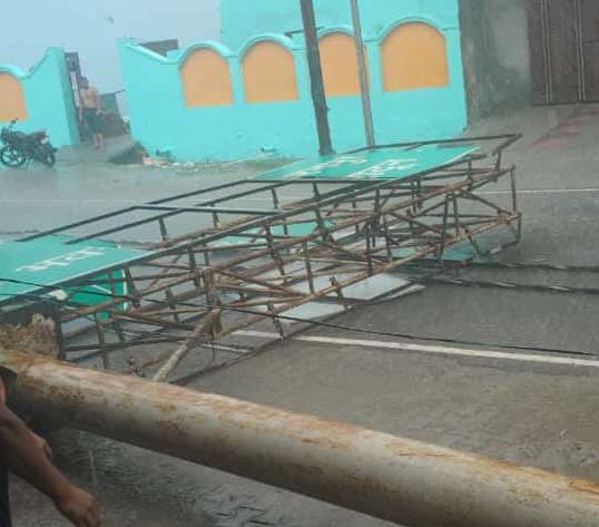 Rain and wind destroyed the indicator board of PWD
